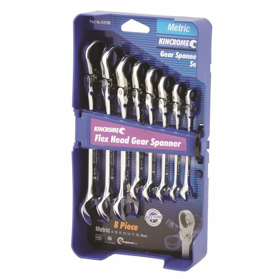 Kincrome Tools Kincrome | Kincrome 8 Piece Combination Flex Head Gear Spanner Set Metric Single Way K3700 Special Design