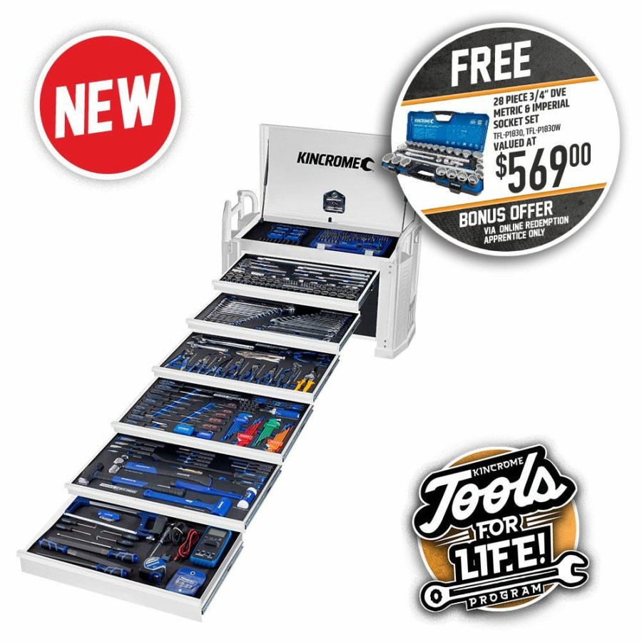 Kincrome Tools Kincrome | Kincrome Off-Road Truck Tool Kit 452 Piece 6 Drawer White P1830W Half Price