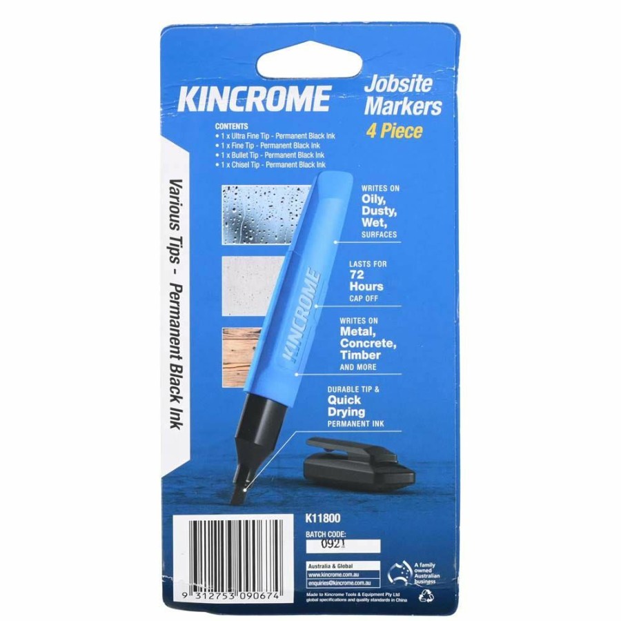 Kincrome Tools Kincrome | Kincrome Permanent Marker Starter Pack Black 4 Pack K11800 Large Choice