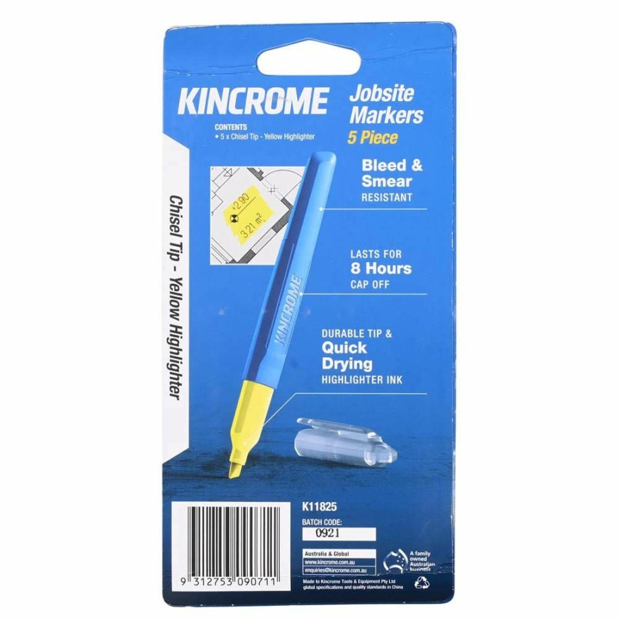 Kincrome Tools Kincrome | Kincrome Highlighter Chisel Tip Yellow 5 Pack K11825 Half Price