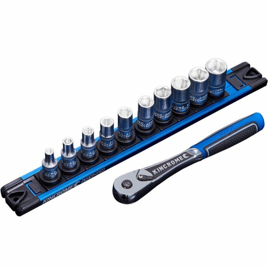 Kincrome Tools Kincrome | Kincrome 11 Piece Lok-On 1/4 Drive Metric Socket Set Twist-Lock Rail K27040 Half Price