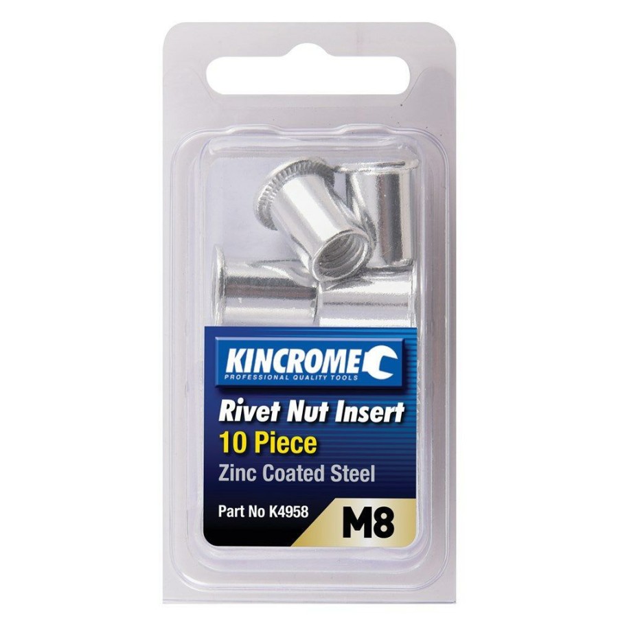 Kincrome Tools Kincrome | Kincrome Rivet Nut Insert M8 Zinc Coated Steel 10 Piece K4958 Radiant Model