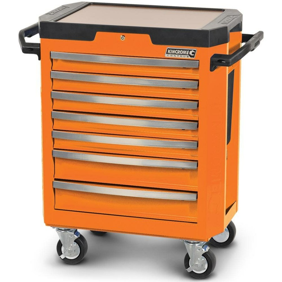 Kincrome Tools Kincrome | Kincrome 7 Drawer Contour Tool Trolley Flame Orange K7747O High Quality