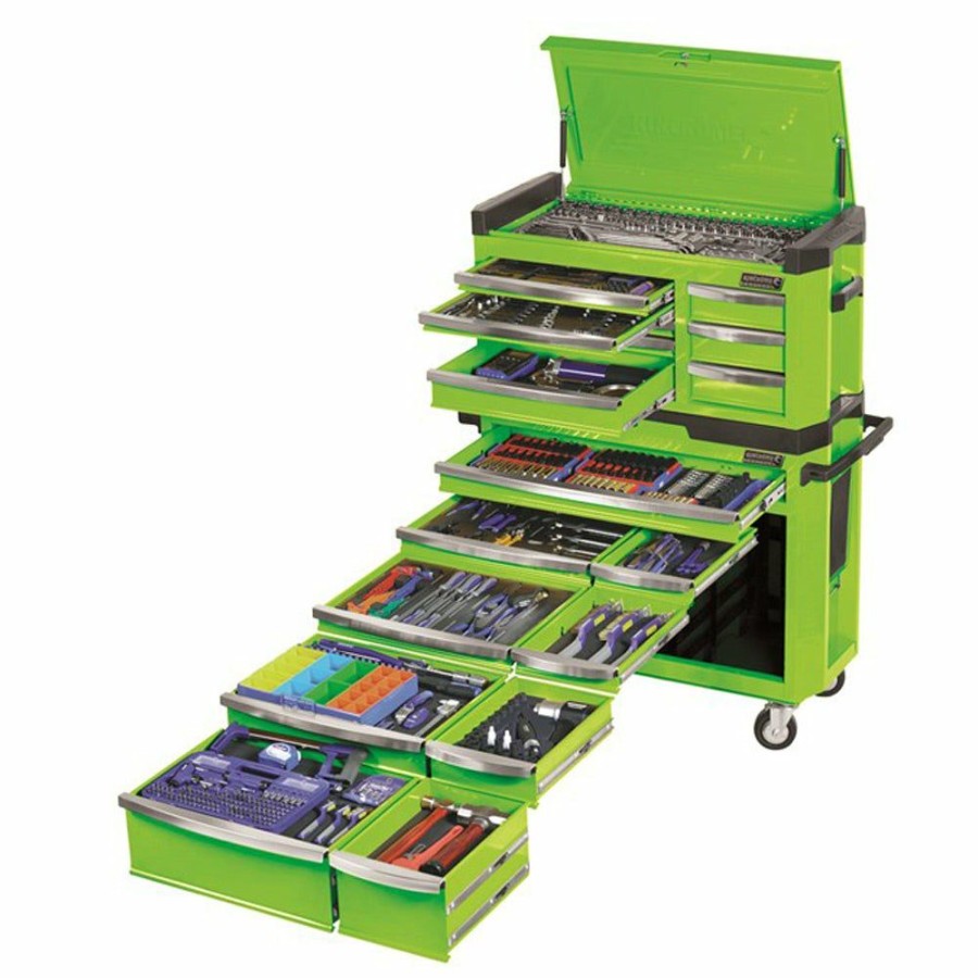 Kincrome Tools Kincrome | Kincrome Contour Tool Workshop 594 Piece 15 Drawer W. Trolley Green K1505G Trend Model