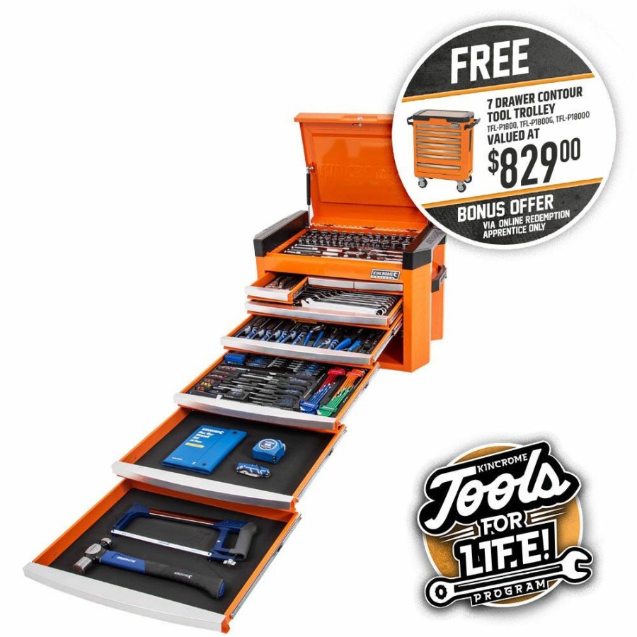 Kincrome Tools Kincrome | Kincrome Contour Tool Chest Kit 246 Piece 8 Drawer Orange P1800O Discounts Online