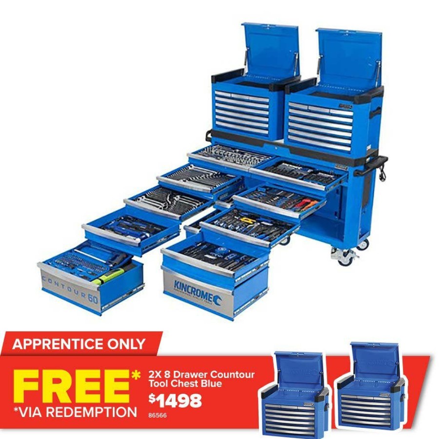 Kincrome Tools Kincrome | Kincrome Contour 60 Tfl Tool Trolley Kit 494 Piece 12 Drawer P1817 Large Choice