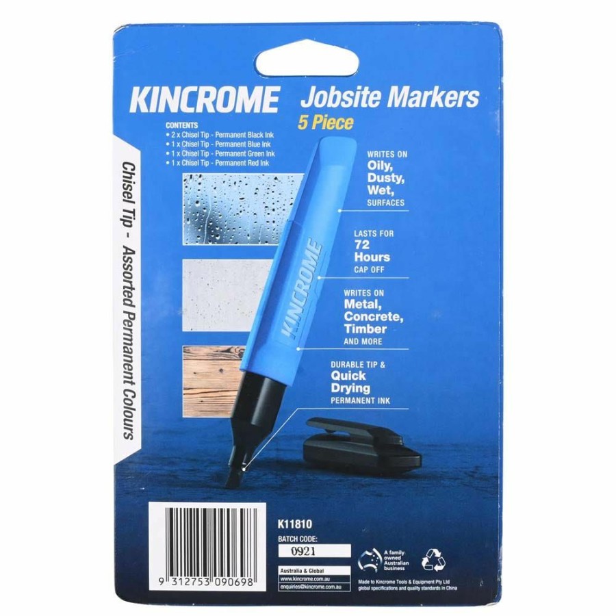 Kincrome Tools Kincrome | Kincrome Permanent Marker Chisel Tip Assorted Colours 5 Pack K11810 Radiant Model