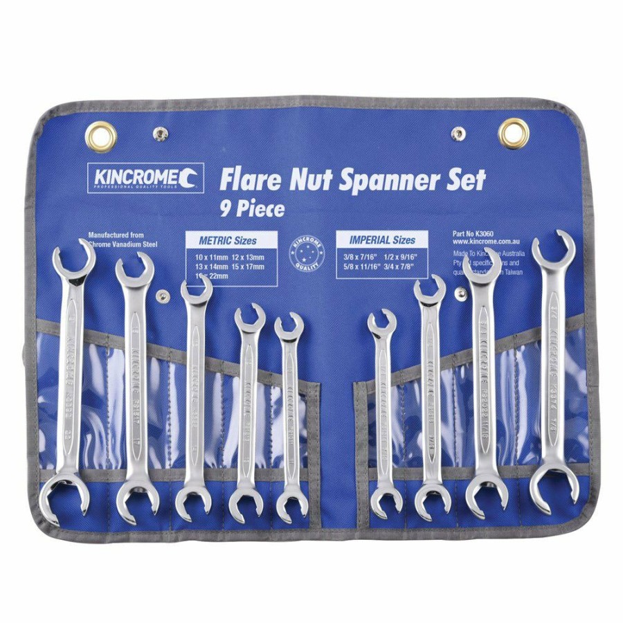 Kincrome Tools Kincrome | Kincrome 9 Piece Flare Nut Spanner Set K3060 Classical Style