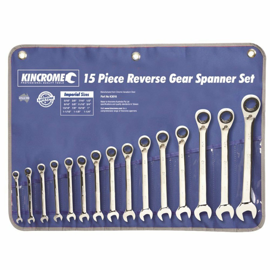 Kincrome Tools Kincrome | Kincrome 15 Piece Combination Gear Spanner Set Imperial Reversible K3016 Sale