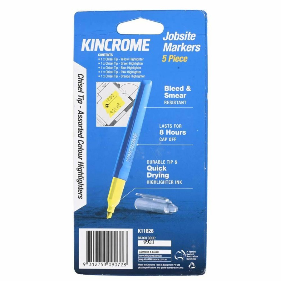 Kincrome Tools Kincrome | Kincrome Highlighter Chisel Tip Assorted Colours 5 Pack K11826 Sells Cheap