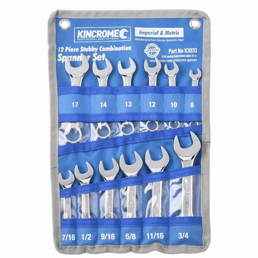 Kincrome Tools Kincrome | Kincrome 12 Piece Stubby Combination Spanner Set Imperial & Metric K3033 Less Expensive