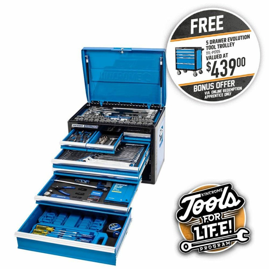 Kincrome Tools Kincrome | Kincrome Evolution Tool Chest Kit 207 Piece 7 Drawer Deep P1705 Classical Style