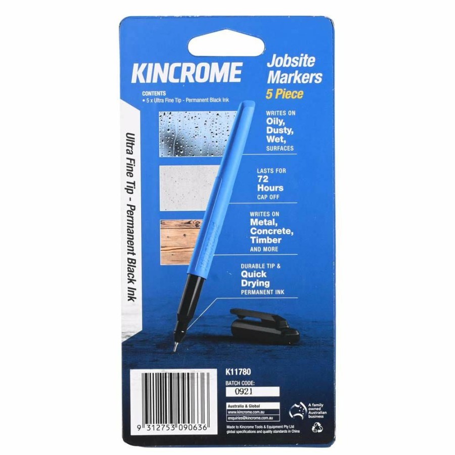 Kincrome Tools Kincrome | Kincrome Permanent Marker Ultra Fine Tip Black 5 Pack K11780 Sells Cheap