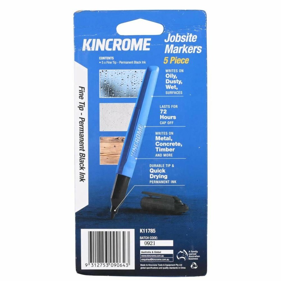 Kincrome Tools Kincrome | Kincrome Permanent Marker Fine Tip Black 5 Pack K11785 Fire Sale