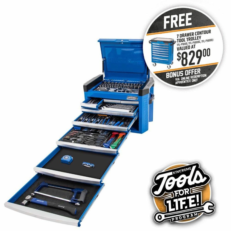 Kincrome Tools Kincrome | Kincrome Contour Tool Chest Kit 246 Piece 8 Drawer Blue P1800 Trend Model