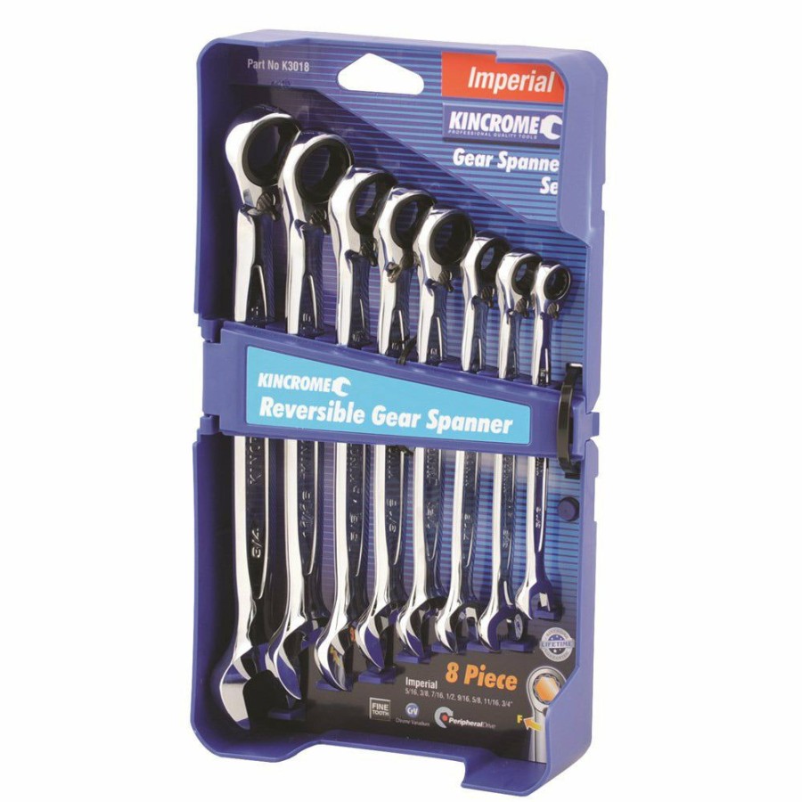 Kincrome Tools Kincrome | Kincrome 8 Piece Combination Gear Spanner Set Imperial Reversible K3018 Less Expensive